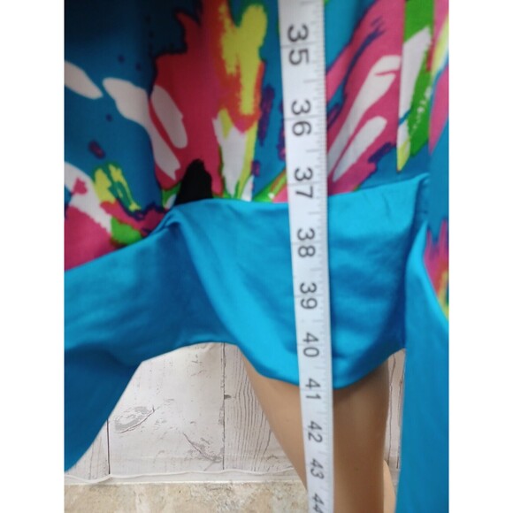 Kim Rogers Stretch Dress Pink Blue Watercolor Floral Pleated Short Sleeve 2X - Picture 8 of 11